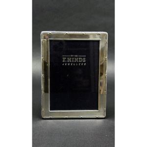 English Silver Photo Frame With Crossed Ribbons