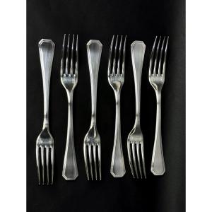 Set Of 6 Christofle Forks, America Pattern