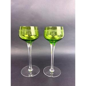 Set Of 2 Rhine Wine Glasses, Baccarat Pompadour Pattern