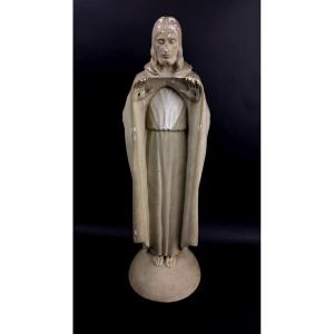 Enest Gabard, Plaster Christ, Art Deco Religious Sculpture