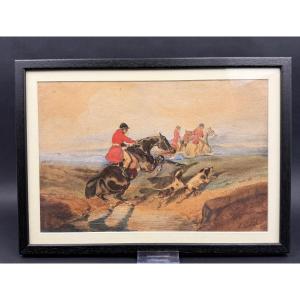 Watercolor, Hunting Scene, Follower Of Alfred De Dreux