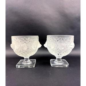 Lalique, Pair Of Elisabeth Satin Crystal Vases