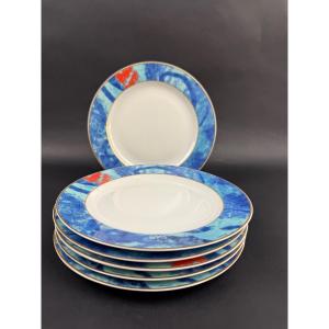 Suite Of 6 Dessert And Salad Plates, Christofle Alizés Model