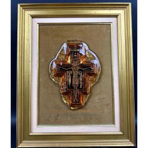 Murano Glass Bas-relief Plaque, Roman Christ