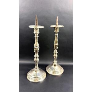 Pair Of Large Silver-plated Bronze Picnic Tables