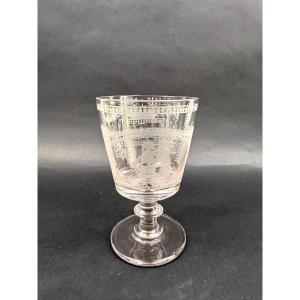 Engraved 19th Century Crystal Glass, Sunderland Bridge
