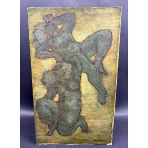 Burdick, Oil On Cardboard, Female Nudes