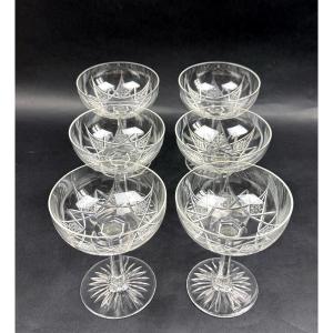 Baccarat, Epron Service, Suite Of 6 Champagne Glasses, Lot N°2