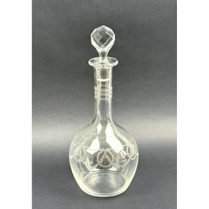 Engraved Crystal Decanter Late 19th Early 20th Size N°2