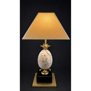 Ostrich Egg Lamp In Travertine