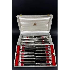 Set Of 24 Sfam Silver-plated Knives, Filet Pattern