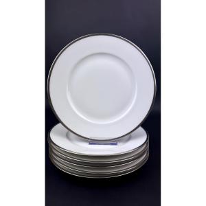 Raynaud, Fontainebleau Platine, Suite Of 6 Wing Plates 25 Cm