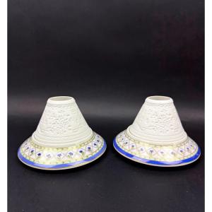 Haviland, Pair Of Candleholders, Lithophanes, Val De Loire Model