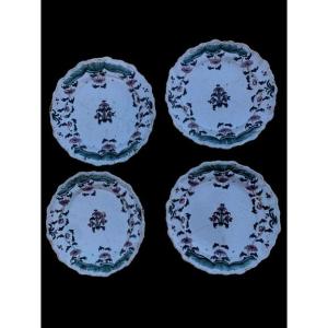 4 18th Century Bergerac Plates, Babut Earthenware Factory 