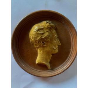 Terracotta Medallion, Bust Of Horace Vernet By David d'Angers
