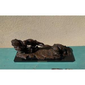 Large Bronze By Ghanu Gantcheff, The Myth Of Sisyphus