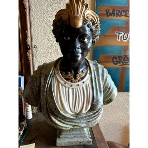 Large Marble Bust, Head Of A Nubian 