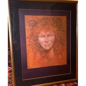 Litho By Léonor Fini, Portrait Of Ariane Lancell 1981