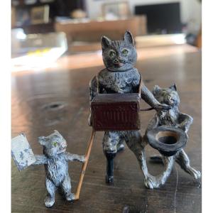 Group Of Lead Cats From Nuremberg 19th Century