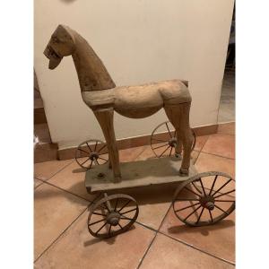 Old Wooden Pull-along Horse, 19th Century