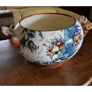 Large 1900 Gien Cachepot