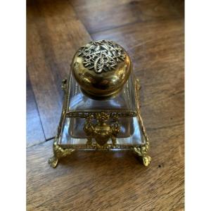 Gilt Bronze And Crystal Inkwell 19th C