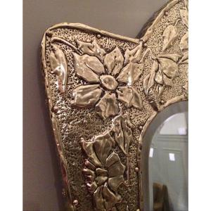 Art Nouveau Mirror With Flowers & Leaves Decor 