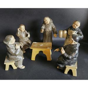 Biscuit Monks Playing Cards, Germany, Circa 1900
