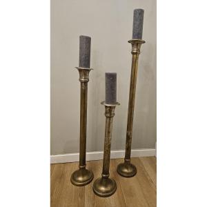 Set Of Three Metal Candle Holders