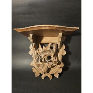 Small Console Table In Carved Wood, Black Forest Style