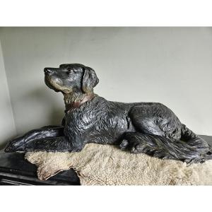 Life-size Terracotta Painted Flat-coated Retriever Dog