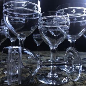 Series 12 Engraved Crystal Glasses Early Twentieth