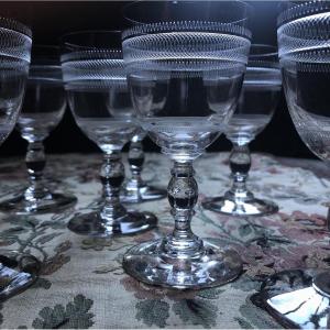 Series 8 Baccarat?engraved Crystal White Wine Glasses? Endxix