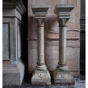 Pair Of 19th Century Painted Wooden Columns