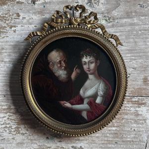 Miniature Oil Painting Empire 19th Century