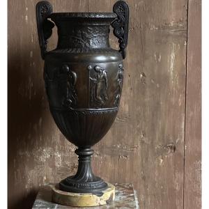 Large Antique-style Regule Vase, 19th Century