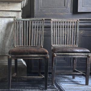 Pair Of Swedish Gustavian Style Carved Wood Chairs, Circa 1834/19th Century