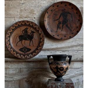 Pair Of Large Neo-greek Platters/terracotta Reproductions, Late 19th/early 20th Century/italy