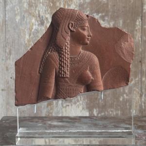 Cast Of A Fragment Of An Egyptian Goddess Stele/louvre Museums/20th Century