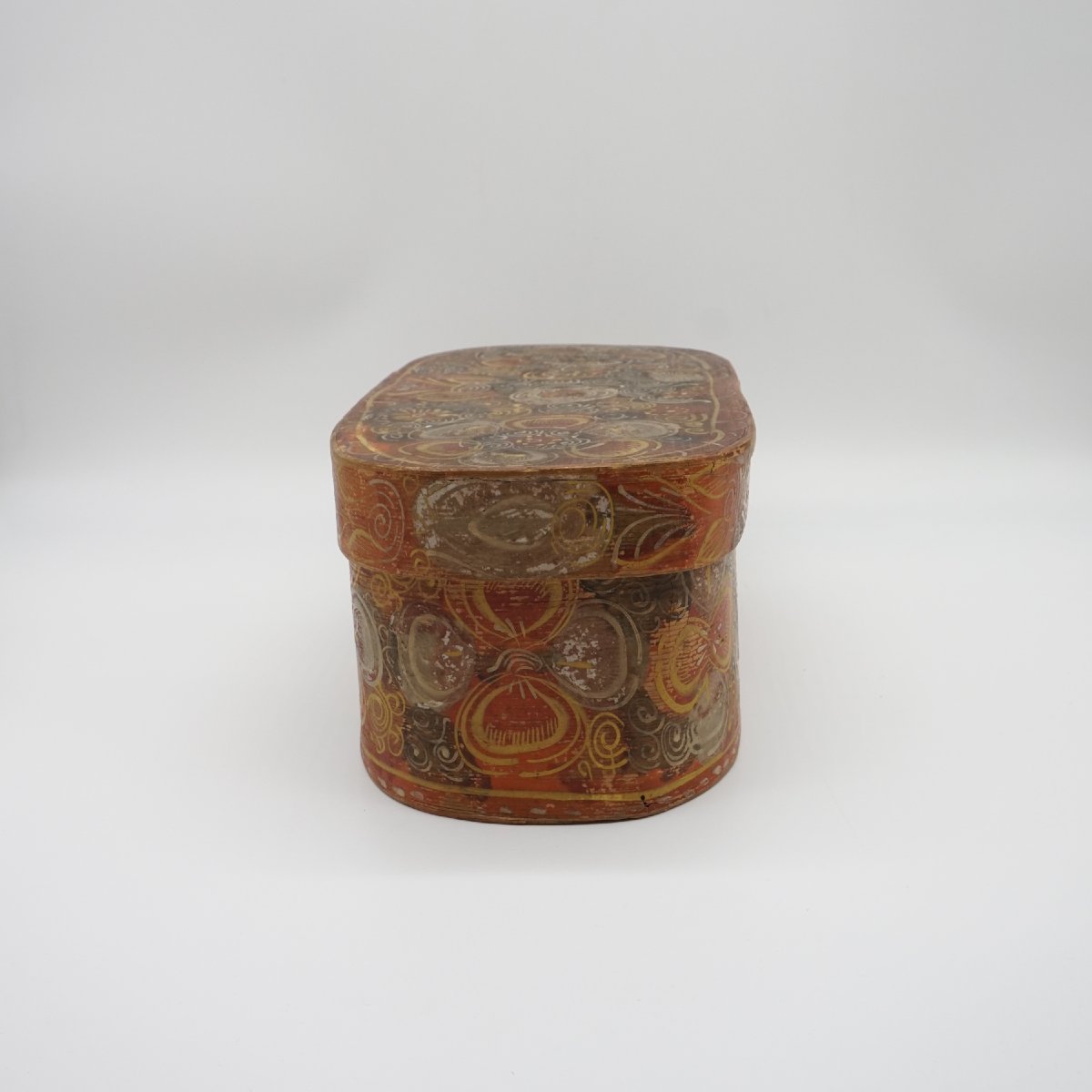 Scatola Ovale in Legno Dipinto a Mano in alpeggio – XIX secolo-photo-4