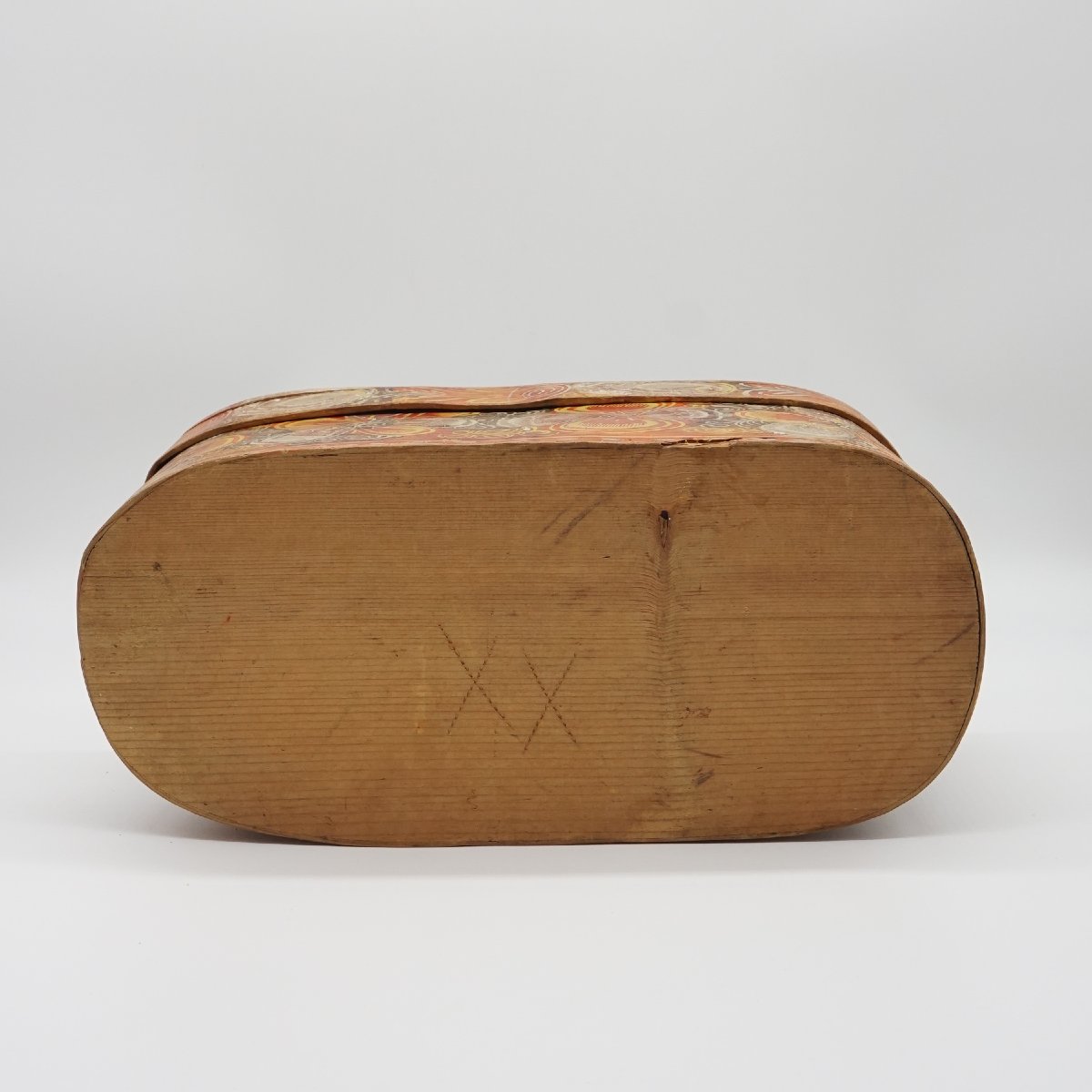 Scatola Ovale in Legno Dipinto a Mano in alpeggio – XIX secolo-photo-1