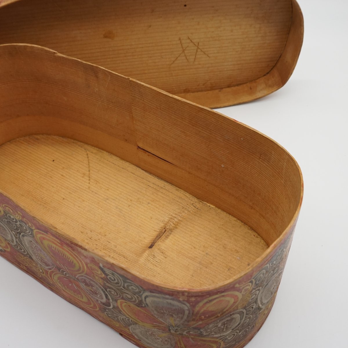 Scatola Ovale in Legno Dipinto a Mano in alpeggio – XIX secolo-photo-5