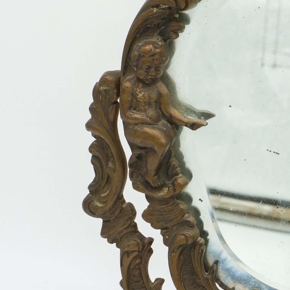 Specchio da Tavolo Antico in Bronzo con Angeli – Stile Barocco, Fine ’800-photo-3