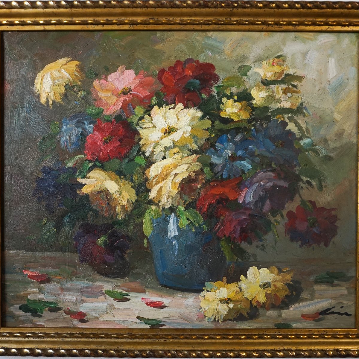 Natura Morta con Fiori – Olio su Tela di Alfredo Cini (1887–1970)-photo-2