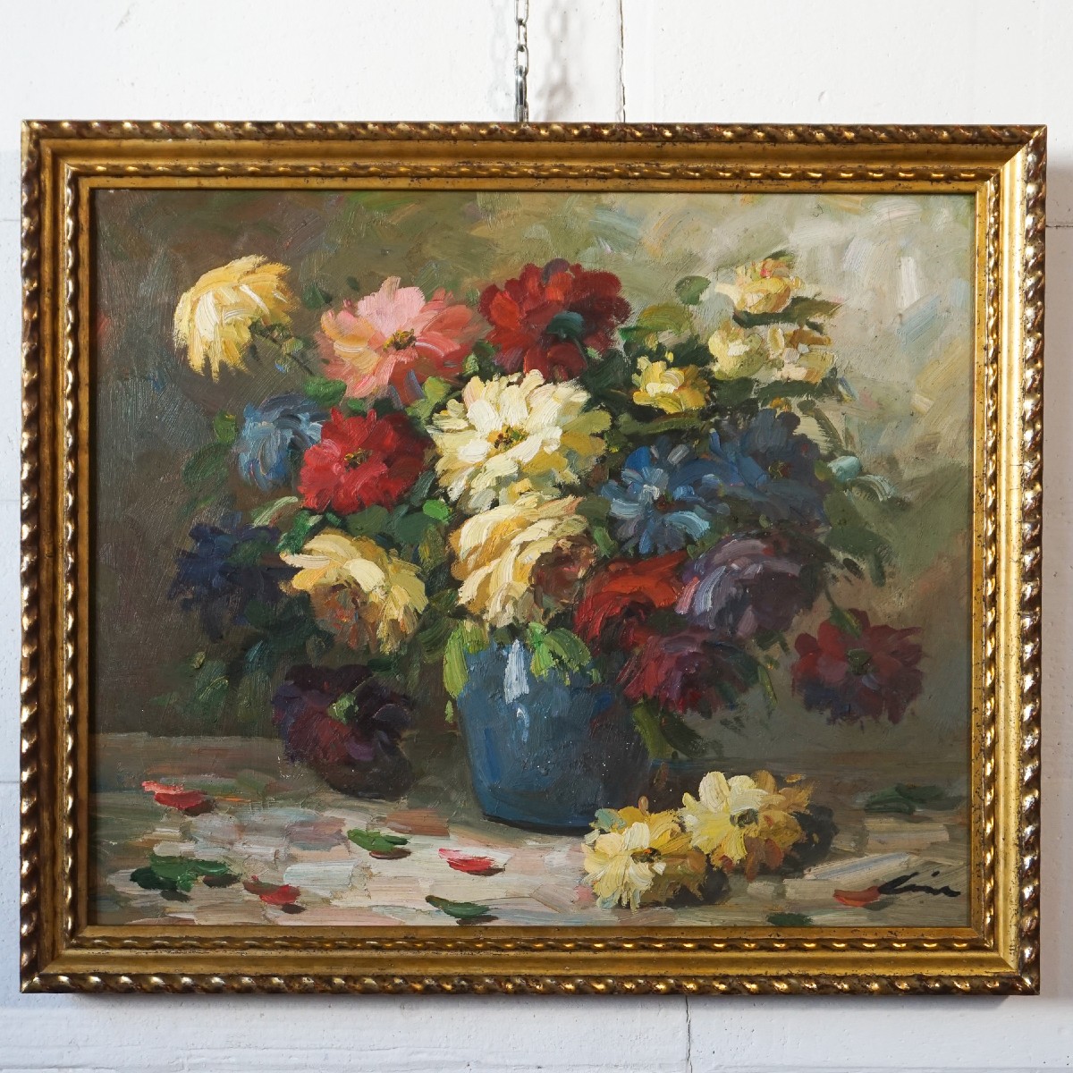 Natura Morta con Fiori – Olio su Tela di Alfredo Cini (1887–1970)