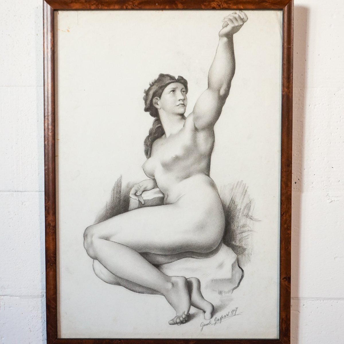 Gaspare Gambi – Eva (dalla Cappella Sistina) – Disegno a carboncino firmato, 1907-photo-2