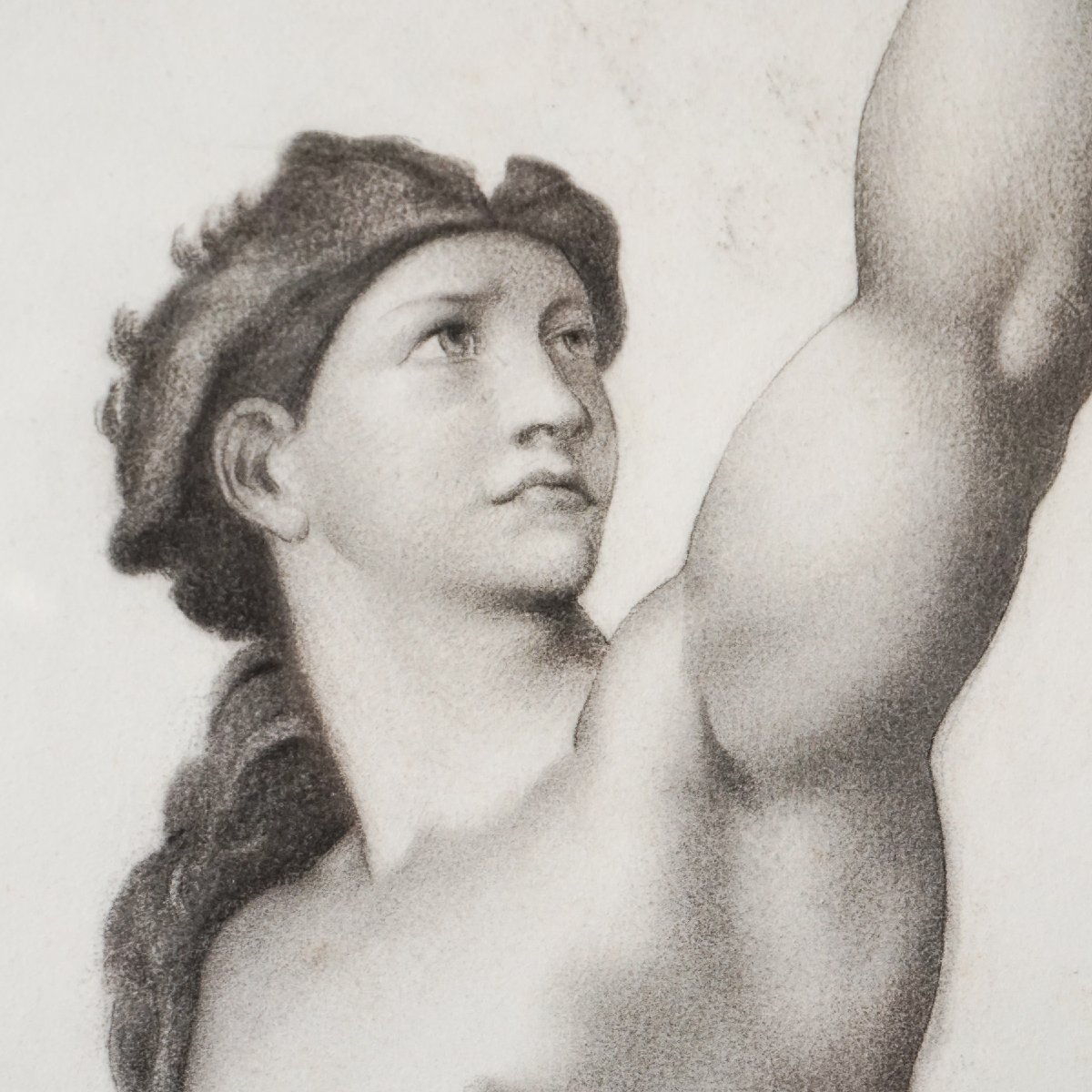 Gaspare Gambi – Eva (dalla Cappella Sistina) – Disegno a carboncino firmato, 1907-photo-3