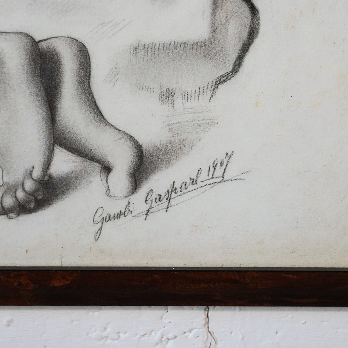 Gaspare Gambi – Eva (dalla Cappella Sistina) – Disegno a carboncino firmato, 1907-photo-1