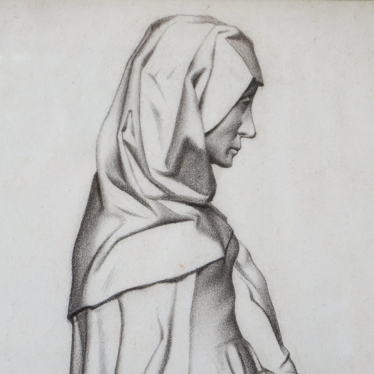Gaspare Gambi – Santa Marta – Disegno a carboncino firmato, 1907-photo-3