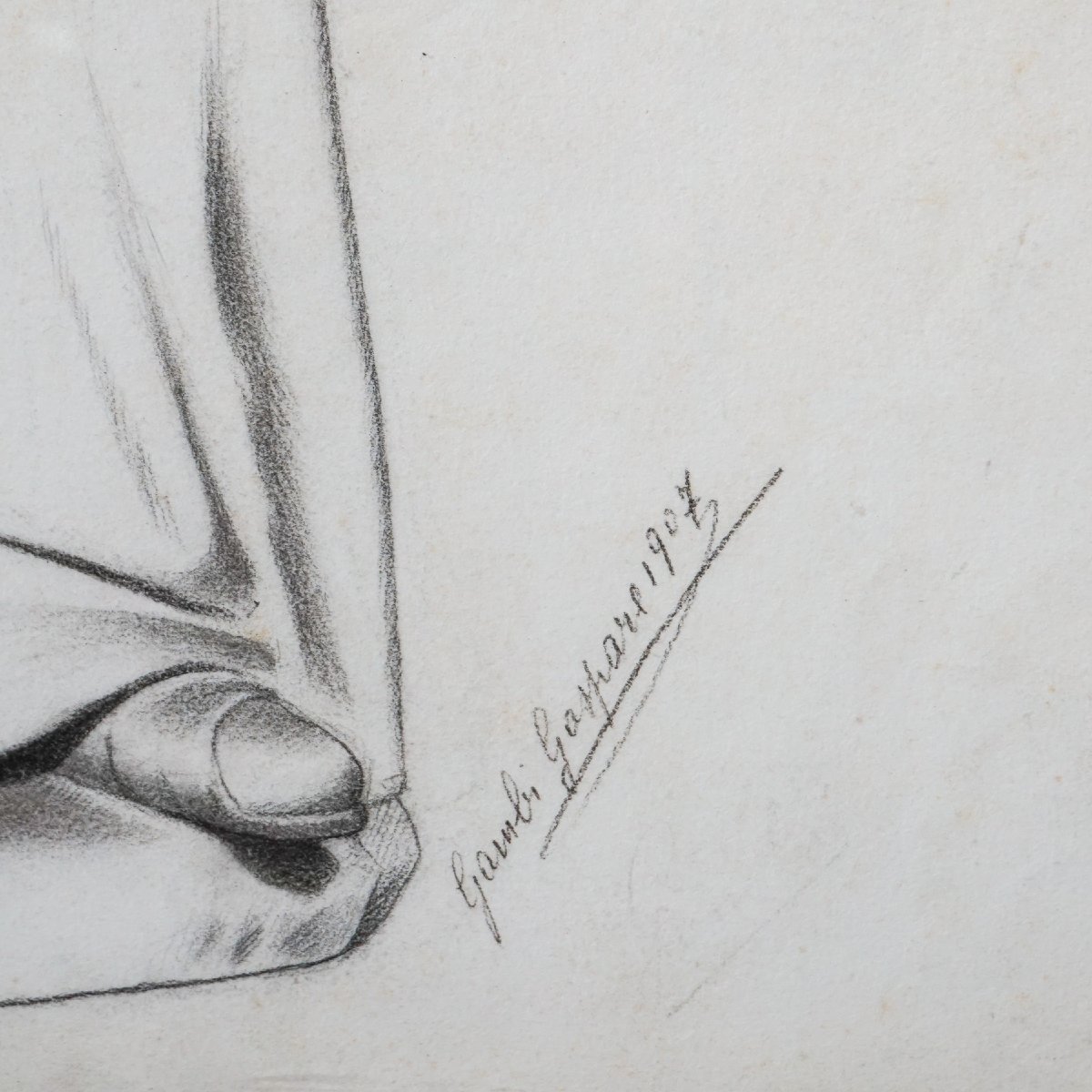 Gaspare Gambi – Santa Marta – Disegno a carboncino firmato, 1907-photo-1
